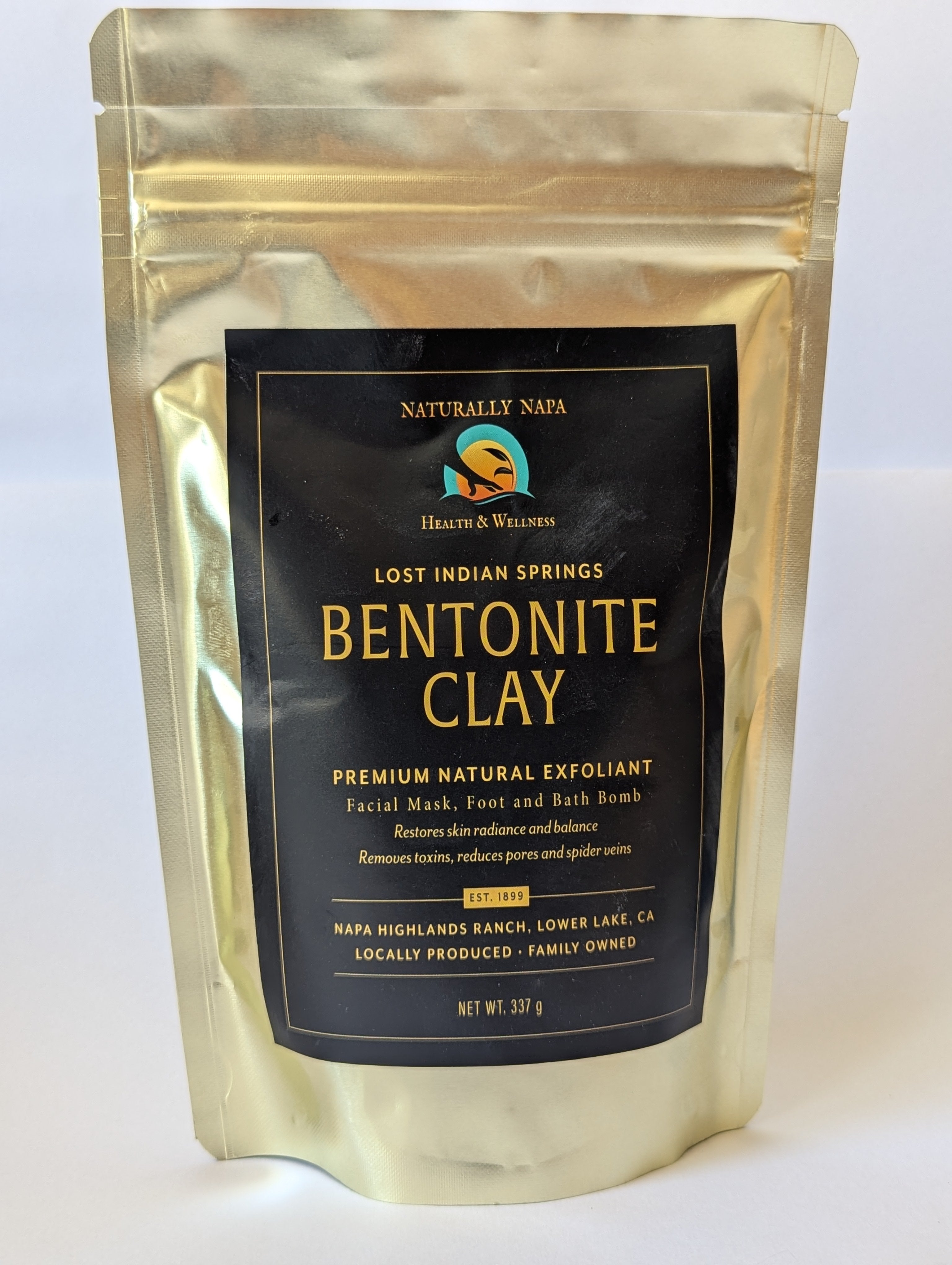 Naturally Napa "Lost Indian Springs" Premium Bentonite Clay Treatment Gold Sac